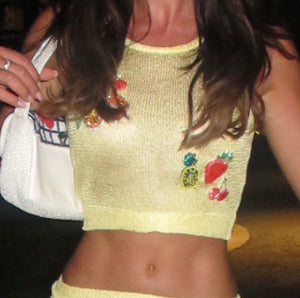 Cropped yellow fruits two piece