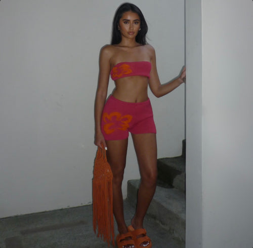 Pink & orange crochet set